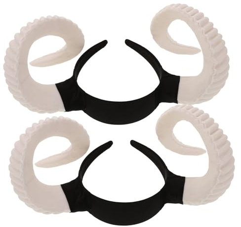 Ipetboom 2pcs Sheep Horns Headband Lightweight Cosplay RAM Horns Hairband with Soft Sheep Ears for Men Women Flexible Styling Animal Costume Accessory for Halloween Parties and Photo Props