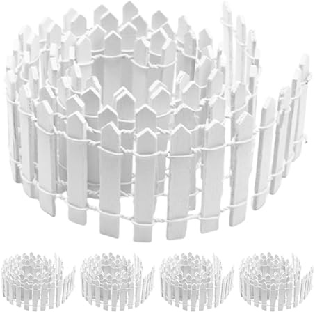 Housoutil 5pièces Clôture Miniature Blanche Bois pour Maison de Poupée et Jardin Lot de Clôtures Décoratives pour Micro-Paysage et Décoration de Bureau