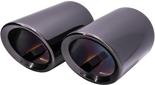 RECAMBO Auspuffblenden Set 2x Schwarz Chrom passend für VW Tiguan II Typ AD1 BW2 ab 2016 zweifarbige Optik - einfache Montage - fester Sitz - aufwertende Heckoptik - langlebige Oberfläche
