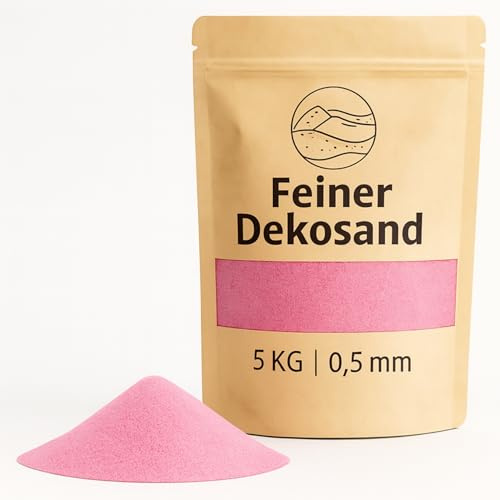 Deko-Sand pink als farbige Streudeko - 5 kg kleine Deko-Steine Ø 0,5 mm für Gläser, Vasen