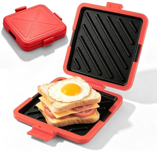 Sandwichera de silicona para microondas y horno, tostadora inalámbrica antiadherente para sándwiches, gofres, panini para sándwiches, oficina, dormitorio, horno microondas