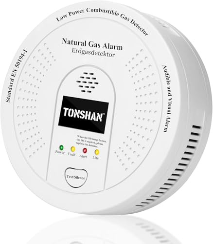 Combustible Gas Detector with 4 LED Light & Audible Indicator for LPG LNG | Natural Gas,Methane, Propane Gas Alarm for Home RV Kitchen Apartment Safety,85dB Sound,3 Year Battery life,10 Year Sensor
