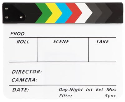 Eacam Clap en Acrylique pour Réalisateur, Film, Ardoise, Accessoire de Cinéma, Ensemble de Films, Accessoire Production D'écran, Barres Couleur Magnétiques, Blanc inversé, 3 (Blanc)