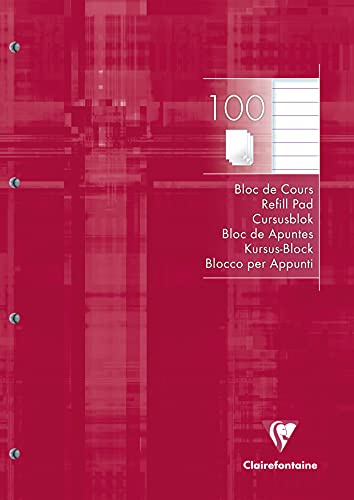 Clairefontaine 25818C - Kursusblock - Schreibblock mit 100 Blatt, DIN A4 (21x29,7cm), liniert, 90g, für Studium und Schule, 1 Stück