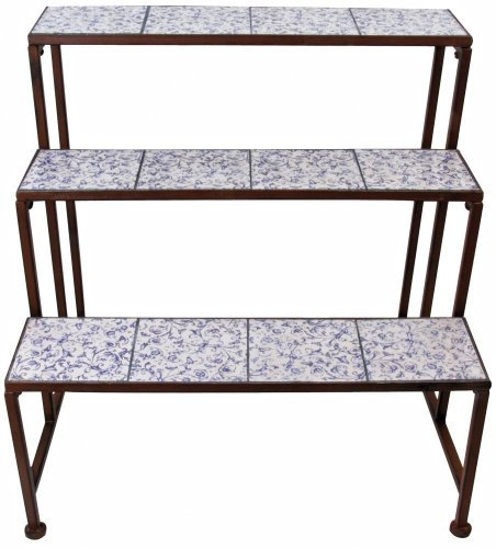 Esschert Design AC98 Ceramic Flower Stand - Blue