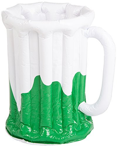 Beistle 30017 Refroidisseur de chope de bière gonflable, plastique, vert/blanc