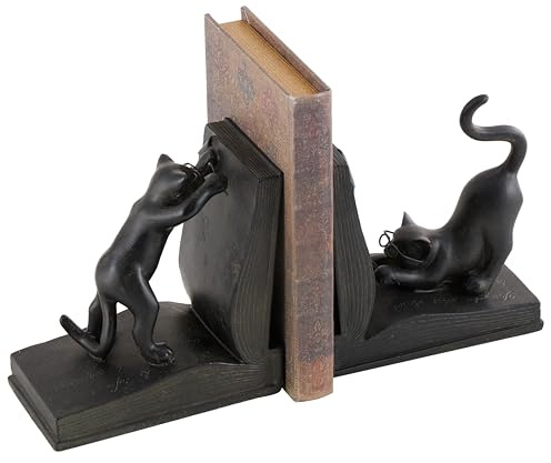 Deco Company Polystone Katze BUCHSTÜTZE Paar für Bücher Lovers- (44690)