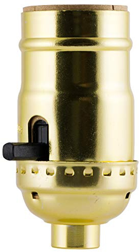 Power Gear Lamp Socket with Push ON/OFF, Medium Base, For Floor and Table Lamps, DIY Project, UL Listed, Brushed Gold, 52205