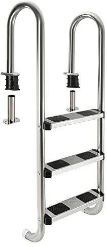 Arebos Scaletta in acciaio inox a 3 o 4 gradini | con cuscinetti antiscivolo sui pioli | 3 livelli