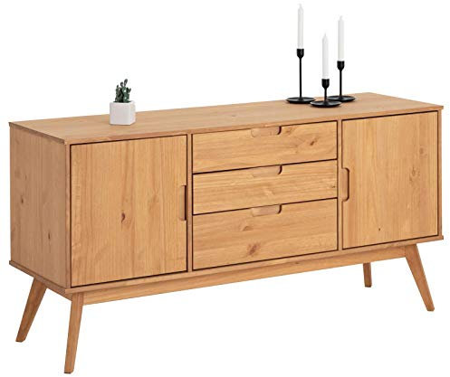 IDIMEX Sideboard Tivoli skandinavischen Design gebeizt - Kommode aus Kiefer Massivholz, mit 2 Türen und 3 Schubladen, Buffetschrank Geschirrschrank