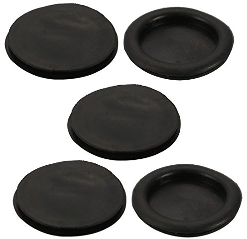 sourcing map 5 Stück Gummistopfen 45mm Durchgangstüllen Gummitüllen Set, Kabeltülle für Elektroinstallation Kabelkanal Kabelschutz, Schwarz
