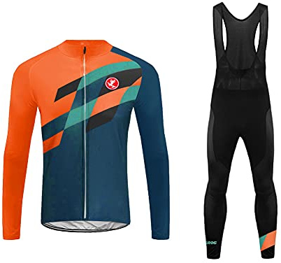 UGLY FROG Herren Fahrradbekleidung Set Langarm Fleece mit Kapuze Radjacke + Fahrradhose XS - 4XL