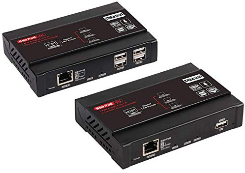 Treaslin 4 K KVM HDMI USB Extender Splitter Kit auf IP LAN Ethernet CAT5 CAT5E Cat6,1 zu mehreren, unterstützt Tastatur/Maus, Erweiterung des USB-2.0-Hubs, TSV563