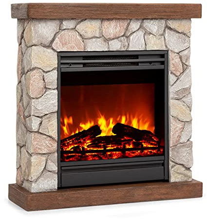 Klarstein Electric Fireplace, Electric Fire and Surround Mantel Suite for Living Room, 1800W LED Flame Fire Place w/Remote Control & Timer, Indoor Log Effect Wood Burner, Electric Fire Suites Heater