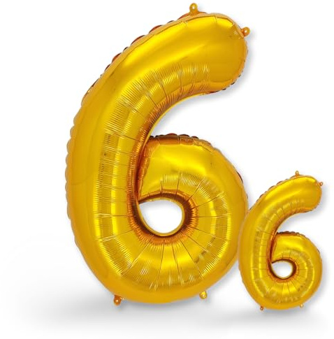 FUNXGO® folienballon 6 gold - 2 Stück -100cm & 38cm- Luftballon Zahl 6-6.geburtstag - Ballon 6 Deko zum Geburtstag, Hochzeit, Jubiläum oder Fest, Party - Ballon 6 gold