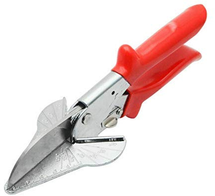 Geringssaxar, trimskärare med flera vinklar, packningssax för skärledning, rör, plaströr, PVC, fotoramar, randträ, o.s.v., justerbar ängel 45° till 135°