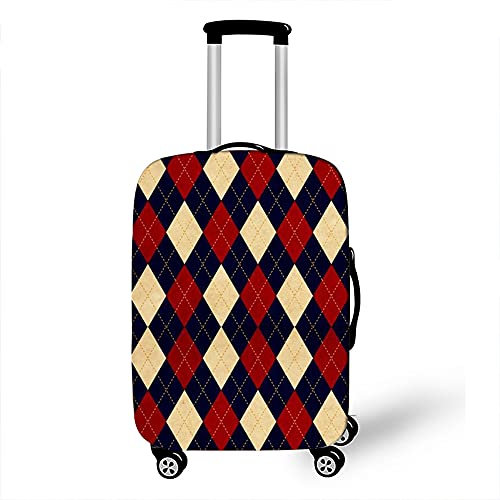 Morbuy Elastisch Kofferhülle Kofferschutzhülle Anti-Kratzer Staubdicht Kofferüberzug Luggage Protector Cover Kofferbezug Reisekofferabdeckung (Rot kariert,L)