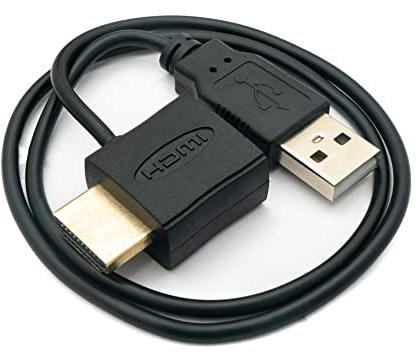 System-S Câble HDMI 1.4 mâle vers femelle avec adaptateur USB 2.0 type A mâle Noir 50 cm