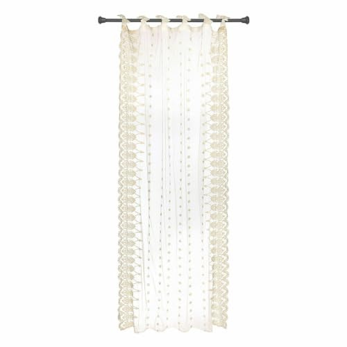 Loberon Gardine Elaisa, Creme | edler Spitzenstoff mit Blütenornamenten, lichtdurchlässig, romantischer Look, nostalgischer Charme, Vorhang, Nylon, Baumwolle