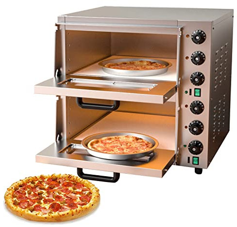 Four à Pizza Électrique Professionnel Tartes avec Fond en Argile Réfractaire, 400 X 400mm, la Température du Four Peut être Réglée Jusqu'à 350°C for Pizza, Bread and Pastry,Double layer