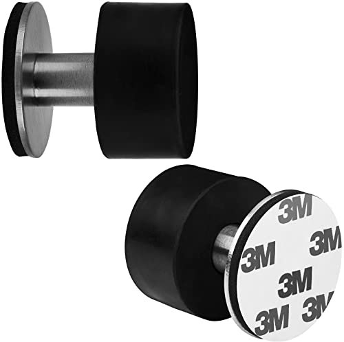 SOTECH 2 Stück selbstklebende Türstopper HEKTOR robuster Edelstahl Gummistopper für Türen mit 3M Aufkleber im Lieferumfang enthalten Wandtürstopper mit Gummi-Oberseite und Schalldämpfung