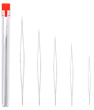 5 Stück Perlennadel, Bead Nadeln, Perlen Nadeln, Edelstahl Nähnadeln, Große Auge Perlen Nadel, für Handwerk und Schmuckherstellung