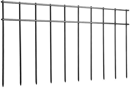 Adavin Absperrzaun für kleine/mittelgroße Tiere, 50,8 cm (L) x 25,4 cm (H), dekorativer Gartenzaun, Hund, Kaninchen, Zäune, schwarze Metallzaun, Bodenpfähle für den Außenbereich, Terrasse,