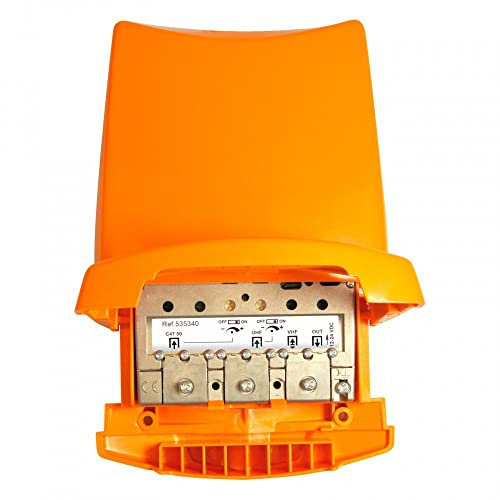 Amplificador de mastil3 entradas: UHF (canal)-UHF-VHFmixTeleves 535340Nanokom (un canal UHF)