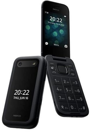 Nokia 2660 Flip 4G, 7,1 cm (2,8 Zoll) Bildschirm, Dual-SIM-Funktion Telefon mit großem Display, Notfall-Taste, vorinstallierte Gameloft-Spiele und Ursprungsdaten, Schwarz