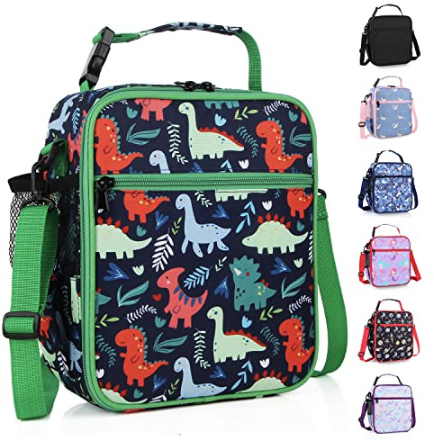 hombrima Isolierte Lunchbox-Tasche für Kinder, Thermo-Picknick-Kühltasche mit verstellbarem Riemen, für Erwachsene, Kinder, Damen, Herren, Jungen, Mädchen, Schule, Arbeit (Dinosaurier)