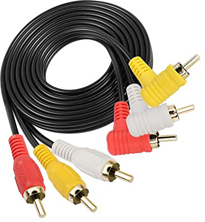 Gintooyun Audio Video RCA Cavo Gold Placcata Angolo Retto 90 Gradi - 3 RCA Maschio a Maschio - Cavo di Estensione Video per TV, Box TV, Amplificatore, Mixer Audio
