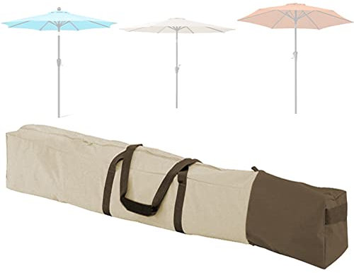 Sac de rangement pour parapluie de 170 cm en tissu Oxford 420D imperméable à l'eau et à la poussière Sac de transport pour extérieur pliable Parasol de plage, beige, 170 x 17 x 17 cm