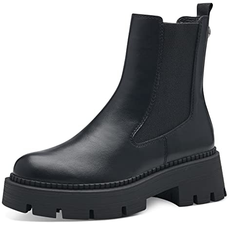Tamaris Damen Plateaustiefeletten, Frauen Stiefeletten,TOUCHit-Fußbett,uebergangsstiefel,plateauabsatz,flach,Boots,Stiefel,Black Uni,42 EU