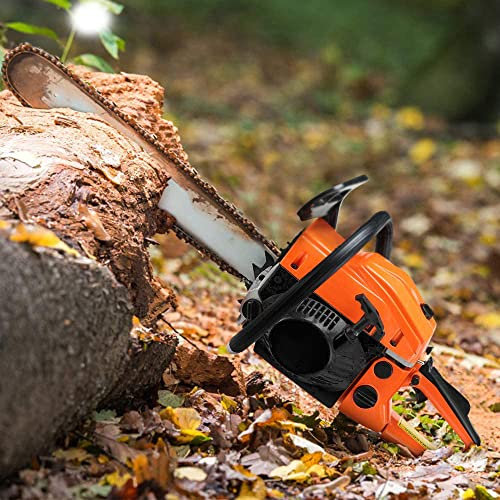 Benzinkettensäge, Benzin-Kettensäge mit zwei Hochwertigen Führungsketten, Easy-Start, Anti-Vibrationssystem (52cc/45cm Führungsplatte)