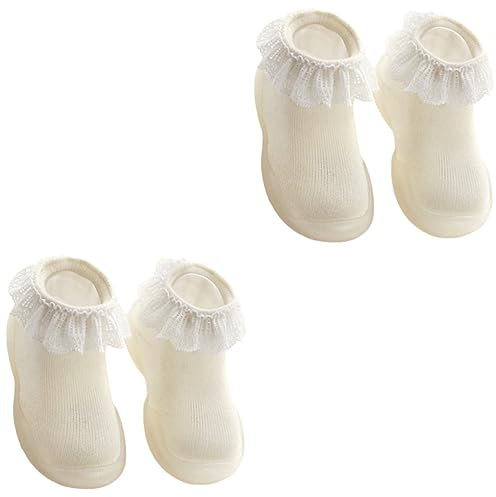Toyvian 2paare Rutschfeste Babysocken Für Winter Warme Lace Socken Für Kleinkinder Für Fußlängen Für Innenbereich Laufen