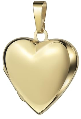 JEVELION Medaillon Herz 333 Gold Herz-Amulett für 2 Bilder zum Öffnen mit Halskette und Schmuck-Etui