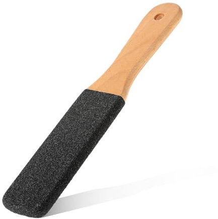 WLLHYF Foot File, Pumice Stone Exfoliating Pedicure Rasp Foot Scrubber with Wooden Handle, Remove Hard Dead Skin Callus Dry Rough Cracked Corn Feet in Shower (Black)
