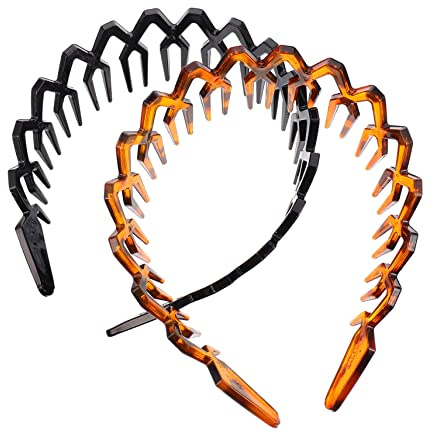 FRCOLOR 2 Stück Gewelltes Haarband Mit Gezahntem Rand Aus Kunststoff Breites Haarreif Für Damen Modisches Stirnband Für Party Alltag