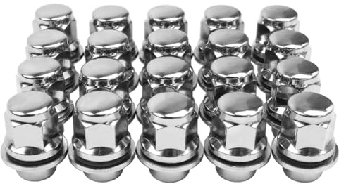 M12x1.25 Lug Nuts with Mag Flat Seat 20 pcs 13/16 21mm Hex 1.5in Chrome Compatible with Q70 Q45 Q50 G37 I30 350Z 370Z 200SX