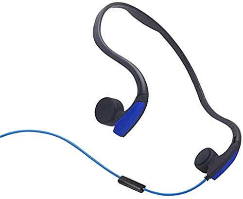 DESAV Cuffie di conduzione ossea cablata, Jack Audio da 3,5 mm, Cuffie per la riduzione del Rumore Auricolare Sportive per Esterni con Microfono per la Corsa, Lo Sport, Il Fitness,Blu