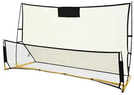 Faltbar Fußball Rebounder Netz, 2 in 1 Multi Fussballwand für Kinder Erwachsene Trainingsübungen und Fußballschuss Gelb+Schwarz