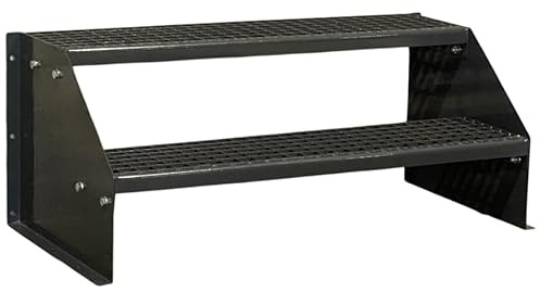 SRM Design 2 Stufen Standtreppe M1 Breite 160 cm vollanthrazit | Höhe 42 cm ohne Geländer Stahltreppe Wangentreppe Gitterrosttreppe Außentreppe Industrietreppe Treppe