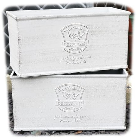 Darthome Set Of 2 Loire Petit Garden Troughs Frosted White Plastic Rectangle Plant Pots