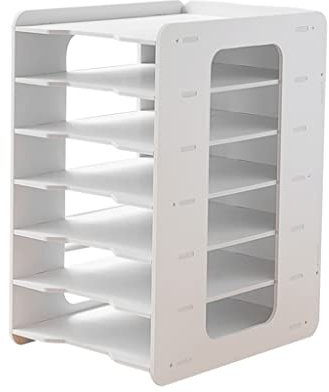 Aktenmagazinhalter 7-stufiger Akten- und Papier-Organizer for den Schreibtisch, Büro-Desktop-Organizer aus Holz, Briefablage und Papiersortierer, Dokumentenaufbewahrungsregal for Zuhause, Büro, Schule