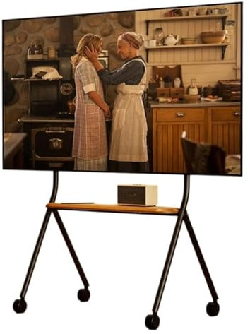 Rolling TV Cart, Mobile TV Cart, Rolling tv stand, Mobile TV Cart for 42-75 Inch LED LCD TVs, Tripod TV Stand with Tray Holds Up to 110lbs, Height Adjustable(Black)