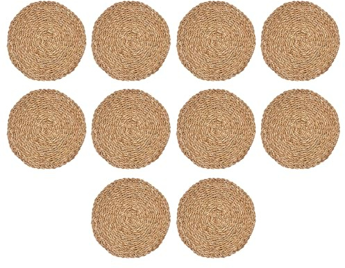 BUTLERS 10er Set Platzset rund 37cm aus Seegras doppelseitig -SEA Braid- abwaschbares Tischset für den gedeckten Tisch | Platzdeckchen schmutzabweisende Tischmatte