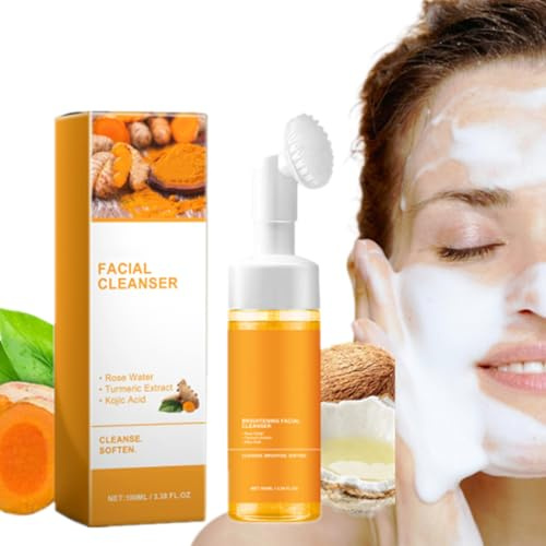 YG LianKai Turmeric Facial Cleanser,Foaming Face Wash,Turmeric Glow Wash,Deep Cleansing Face Cleanser With Brush (100ml)