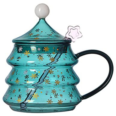 Tasse à eau Cuillère en forme de sapin de Noël Verre borosilicate résistant à la chaleur Cadeaux adultes
