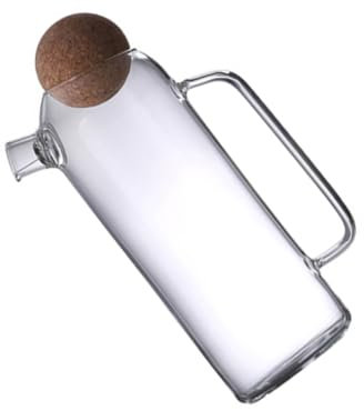 Mikinona Jarra De Vidrio Grueso Con Tapa De Corcho Tetera Grande Para Té y Agua Fría Resistente Al Calor Para Uso Doméstico y Oficina