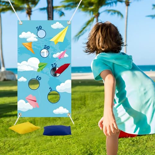 Jeux d'extérieur pour Enfants, Jeux de Lancer de bannière et 3 Sacs de Haricots, Jouets pour Enfants pour fêtes d'anniversaire, Carnaval, Jeux d'intérieur, Jardin